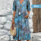 🌈2026 Summer Hot Sale 50% OFF!👗Printed Linen-Cotton Midi Dress – V-Neck & Relaxed Elegance