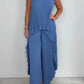 ⏳Limited time 50% OFF🔥Laney Pleated Short Sleeve Irregular Midi Top and Elastic Waist Wide Leg Pants Set✨