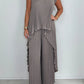 ⏳Limited time 50% OFF🔥Laney Pleated Short Sleeve Irregular Midi Top and Elastic Waist Wide Leg Pants Set✨