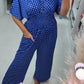 ✨Summer Hot Sale-50% Off💕Polka Dot Printed Elastic Waist Jumpsuit
