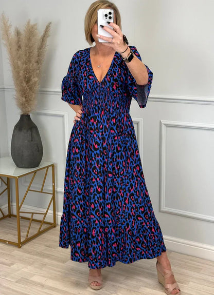 🎉 Last Day Promotion-49% OFF 🎉Leopard Shirred Waist Dress