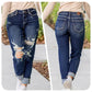 🔥2025 NEW SALES - 49% OFF🔥Tummy Control Distressed Cuffed Boyfriend Jeans