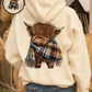 🔥Cute Highland Cow Cozy Fleece-Lined Hooded Sweatshirt🦬