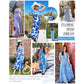 👗Summer Hot Sale 50% OFF: Only £14.99!!💥🌈 Women's V neck Ankle Length Floral Print Beach Long Flowy Maxi Dress with Pockets🎀
