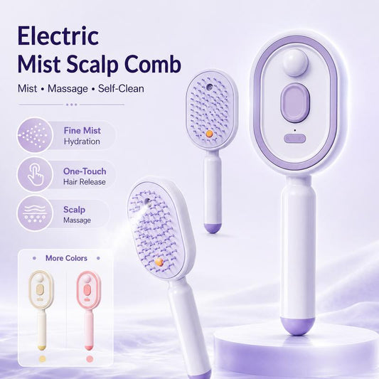 ⏳LAST DAY - 60% Off💖Electric Spray Air Cushion Massage Comb💨| Self-Cleaning Anti-Tangle ✨ | Perfect for Dry, Brittle Hair 💧