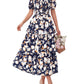 ⏳Limited-time 60% Discount !💃Women's Floral Square Neck Puff Short Sleeve Smocked Tiered Dress