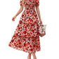 ⏳Limited-time 60% Discount !💃Women's Floral Square Neck Puff Short Sleeve Smocked Tiered Dress