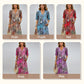 🌈2026 Summer Hot Sale 50% OFF!👗Printed Linen-Cotton Midi Dress – V-Neck & Relaxed Elegance