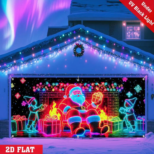 UV Activated Christmas Garage Door Cover Banner, Glows in Dark🔥🎉