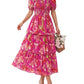 ⏳Limited-time 60% Discount !💃Women's Floral Square Neck Puff Short Sleeve Smocked Tiered Dress