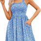 💖LAST DAY SALE 50% OFF👗Women's Summer Dresses Casual Square Neck Floral Sundress With Pockets