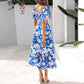 ⏳Limited-time 60% Discount !💃Women's Floral Square Neck Puff Short Sleeve Smocked Tiered Dress
