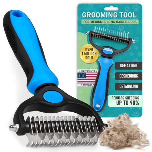 🔥Hot Sale 50% OFF!!🐾Professional Double-Sided Pet Grooming Rake ✨ Undercoat Deshedding Tool for Dogs & Cats 🐶🐱