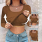 🔥Hot Sale 50% OFF🔥Built-in Bra Long Sleeve Ribbed Top Shirts Elegant Skinny Fit Fabric💥