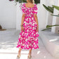 ⏳Limited-time 60% Discount !💃Women's Floral Square Neck Puff Short Sleeve Smocked Tiered Dress