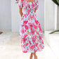 ⏳Limited-time 60% Discount !💃Women's Floral Square Neck Puff Short Sleeve Smocked Tiered Dress