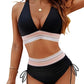 🔥Summer Sale 49% OFF💥👙High Waisted Tummy Control Color Block Bikini Sets