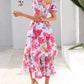 ⏳Limited-time 60% Discount !💃Women's Floral Square Neck Puff Short Sleeve Smocked Tiered Dress