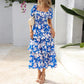 ⏳Limited-time 60% Discount !💃Women's Floral Square Neck Puff Short Sleeve Smocked Tiered Dress