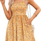 💖LAST DAY SALE 50% OFF👗Women's Summer Dresses Casual Square Neck Floral Sundress With Pockets