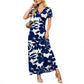 👗Summer Hot Sale 50% OFF: Only £14.99!!💥🌈 Women's V neck Ankle Length Floral Print Beach Long Flowy Maxi Dress with Pockets🎀