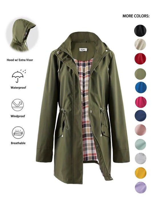 📢📢Hot Sale 50% OFF!!🌧️🧥Women's Checkered Lining Waterproof Windbreaker