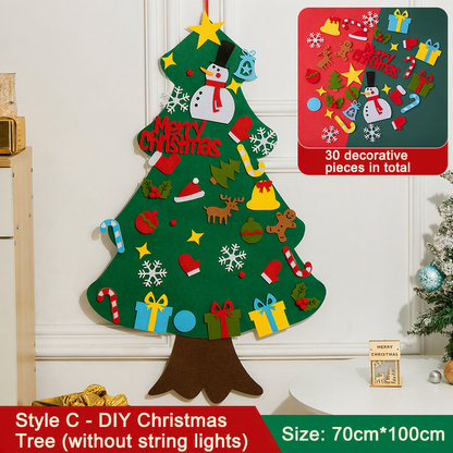 🎅Xmas Hot Sales - 50% OFF!🎄DIY Felt Christmas Tree for Kids – 32 Reusable Ornaments + Fairy Lights