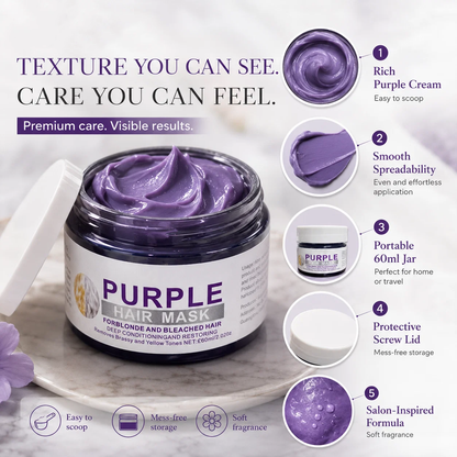 🏆 Last Day 50% OFF!👱‍♀️Want to lighten your hair color?Your hair needs urgent care!Moisturizing Purple Hair Mask with Long-Lasting Scent