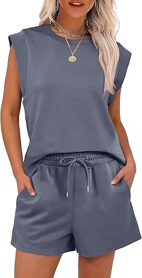 🎉 Last Day Promotion-49% OFF🔥2025 New Women's Cap Sleeve Crewneck Top & Drawstring Shorts 2-Piece Set