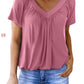 💖LAST DAY SALE 50% OFF💷✨Women's Casual Pleated V-Neck Short-Sleeve Top
