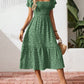 🌈2026 Summer Hot Sale 50% OFF!✨Square Neck Floral Midi Dress – Smocked Bodice, Flowy Tiered Skirt, Romantic 🌸1