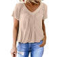 💖LAST DAY SALE 50% OFF💷✨Women's Casual Pleated V-Neck Short-Sleeve Top