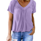💖LAST DAY SALE 50% OFF💷✨Women's Casual Pleated V-Neck Short-Sleeve Top
