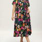 🔥Summer Hot Sale 50% Off!!🌺Floral Smocked Square Neck Midi Dress with Pockets💃