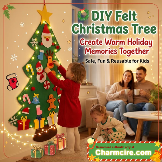 🎅Xmas Hot Sales - 50% OFF!🎄DIY Felt Christmas Tree for Kids – 32 Reusable Ornaments + Fairy Lights
