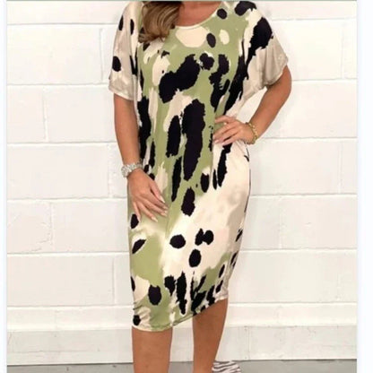 💖Last Day Sale 49% OFF💃 Round Neck Loose Casual Leopard Print Dress