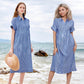 🎉This Week's Special Sales - 50% OFF🌸💃Striped Lapel Button Down Shirt Dress | With Functional Pockets