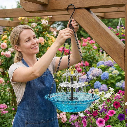 ⏰Last Day-60% Off!!⛲🐦Solar Powered Hanging Bird Bath Fountain