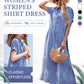 🎉This Week's Special Sales - 50% OFF🌸💃Striped Lapel Button Down Shirt Dress | With Functional Pockets