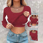🔥Hot Sale 50% OFF🔥Built-in Bra Long Sleeve Ribbed Top Shirts Elegant Skinny Fit Fabric💥