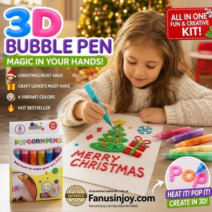 🌟Magic Puffy Pens – Draw 3D with one stroke!🎄DIY Bubble Popcorn Drawing Pens