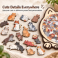 🎁🧩135-Piece Morandi-Colored Cat Shaped Wooden Jigsaw Puzzle