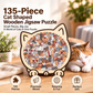 🎁🧩135-Piece Morandi-Colored Cat Shaped Wooden Jigsaw Puzzle