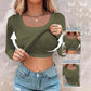 🔥Hot Sale 50% OFF🔥Built-in Bra Long Sleeve Ribbed Top Shirts Elegant Skinny Fit Fabric💥