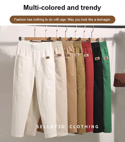 📢📢Last Day-60% Off!!🎀Nice Gift-Women's Elastic Waist Cotton Pants