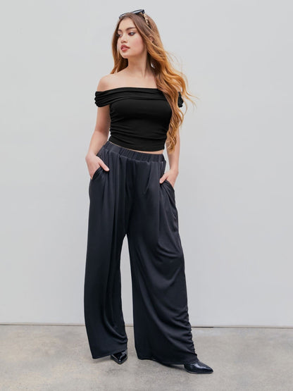 💕Summer Hot Sale-50% Off!!✨High Elastic Casual Stretchy Wide Leg Pants