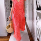 ⭐Summer Biggest Sale⭐ Long V-neck dress with short sleeves