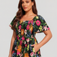 🔥Summer Hot Sale 50% Off!!🌺Floral Smocked Square Neck Midi Dress with Pockets💃