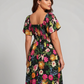 🔥Summer Hot Sale 50% Off!!🌺Floral Smocked Square Neck Midi Dress with Pockets💃