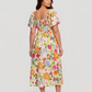 🔥Summer Hot Sale 50% Off!!🌺Floral Smocked Square Neck Midi Dress with Pockets💃